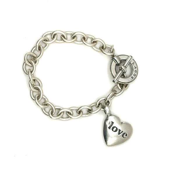 LAGOS Jewelry - Lagos Silver Heart  Love / Hate Charm Bracelet RARE